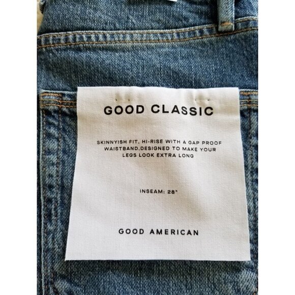 Good American Good Classic Skinnyish Fit Raw Hem Blue Hi-Rise Jeans Sz 0/25 - Picture 4 of 10